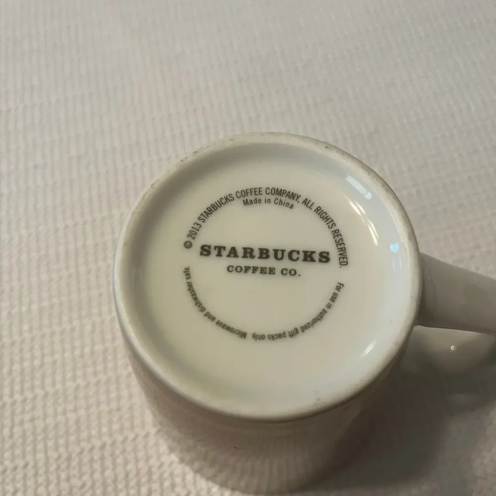 Lot of 2 Starbucks coffee company geometric floral print mug year 2013 12 oz